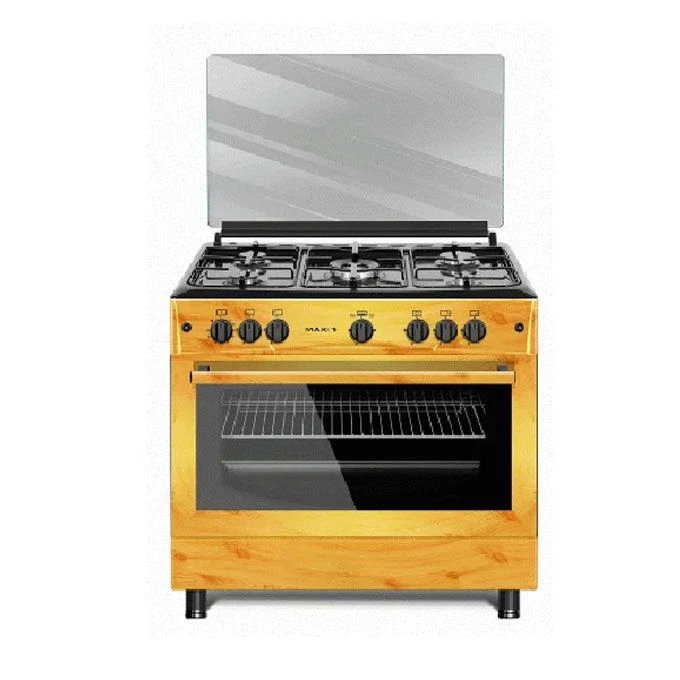 Maxi 60cm x 90cm 5 Burner Gas Cooker, Ignition bottom , Oven Burner Up & Down (1 knob control) Oven Lamp - WOOD (F9E50G2)